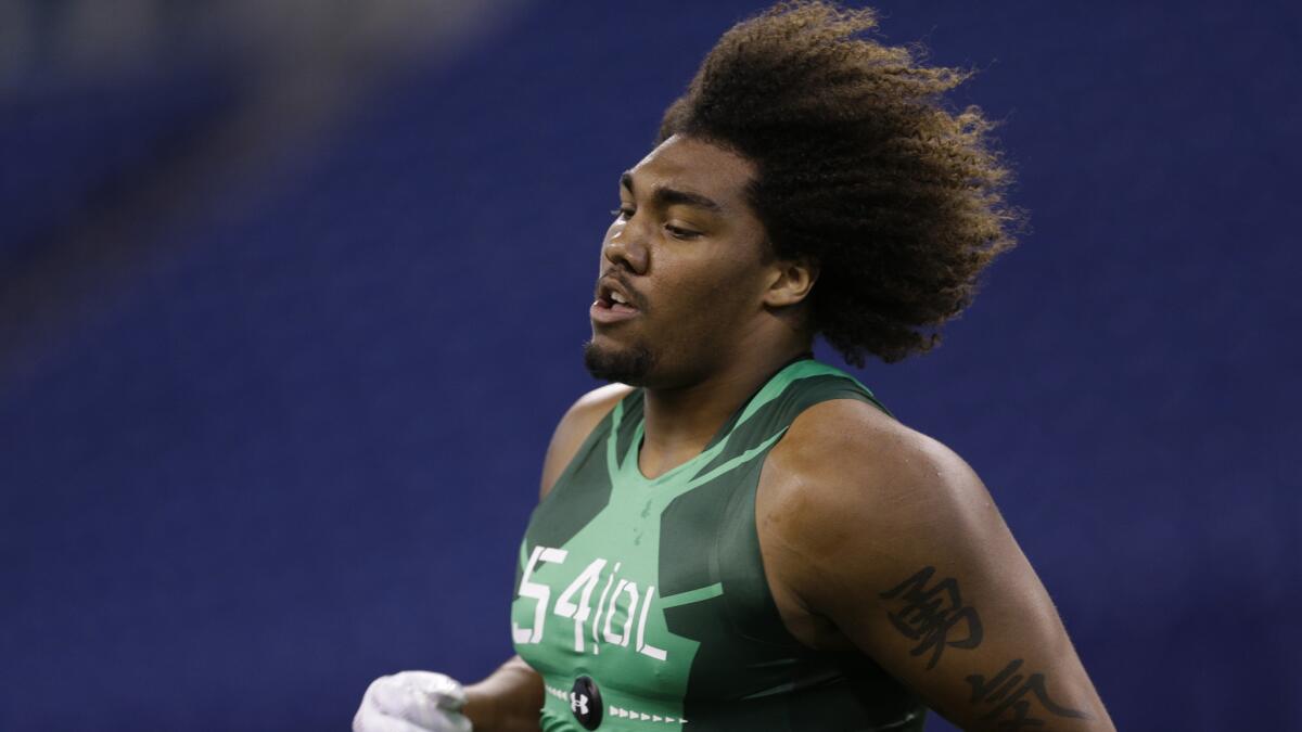 USC defensive end Leonard Williams at the NFL scouting combine in Indianapolis on Feb. 22.