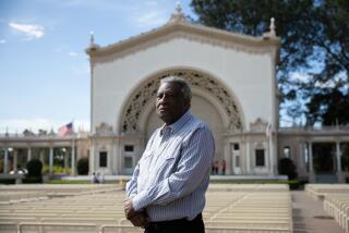 San Diego, CA - April 19: Roosevelt Brown poses for a portrait at Balboa Park on Tuesday, April 19, 2022 in San Diego, CA. Brown has been organizing the annual Children's Book Party, which gives free books to children, for more than 35 years. After downsizing last year, the event is back in the Spreckels Organ Pavilion in Balboa Park. (Adriana Heldiz / The San Diego Union-Tribune)