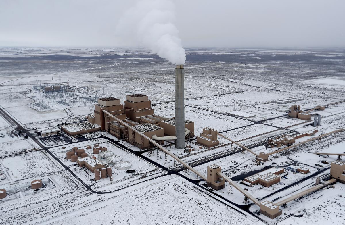 The coal-fired Intermountain Power Plant outside Delta, Utah, as seen on Feb. 21, 2019.