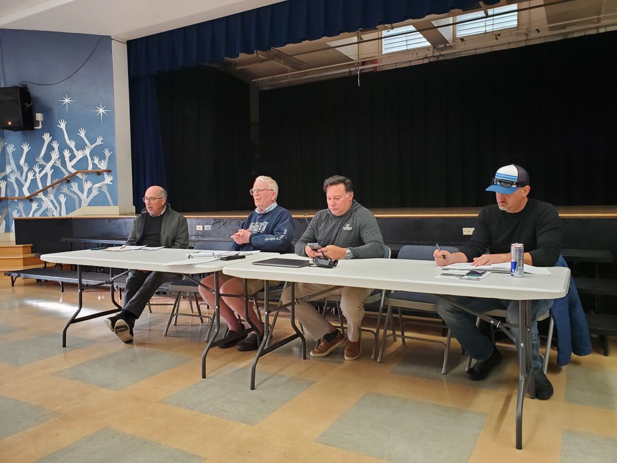 Bird Rock Community Council members Paul LaFrienze, Joe Terry, Joe Parker and Craig Bender attend the April 4 BRCC meeting.