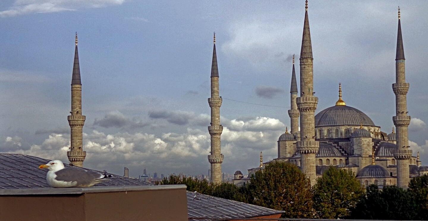 The Blue Mosque in Istanbul, Turkey. Istanbul is a cosmopolitan, welcoming Islamic city with a population of 14 million, no graffiti, spotlessly clean streets, and tourists and ancient sites everywhere.