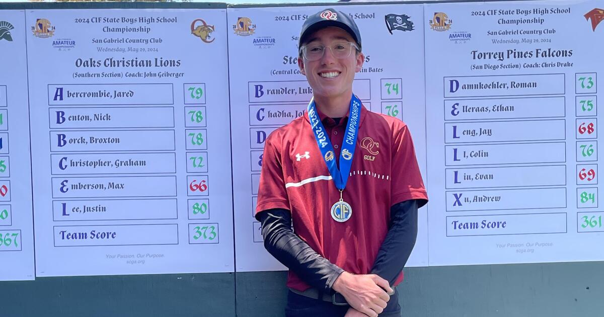 Max Emberson of Oaks Christian wins CIF state golf title