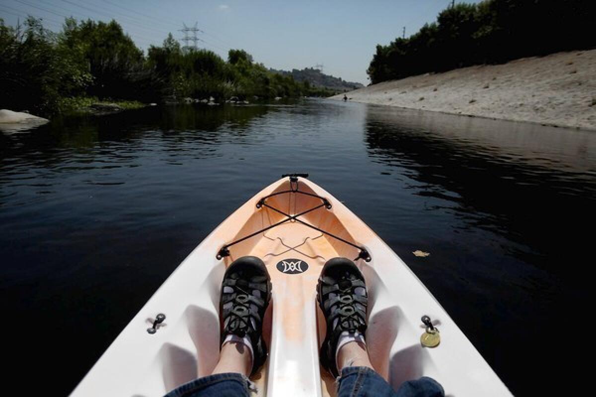 Paddling up a lazy L.A. River is a pleasant notion to restoration advocates, but it should be noted that most of the water in the channel is reclaimed sewage.