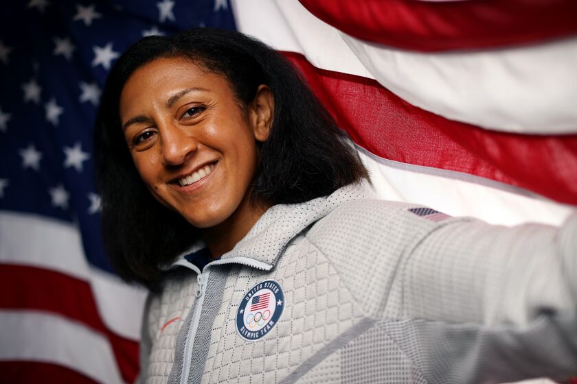 IRVINE, CALIFORNIA - SEPTEMBER 12: Elana Meyers Taylor of Team United States poses for a portrait during the Team USA Beijing 2022 Olympic shoot on September 12, 2021 in Irvine, California. (Photo by Tom Pennington/Getty Images for Team USA)