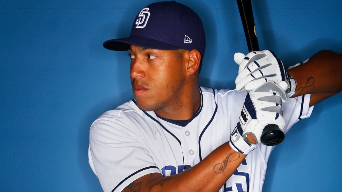 Padres infielder Yangervis Solarte signed a two-year, $7.5 million deal with the Padres in January 2017.