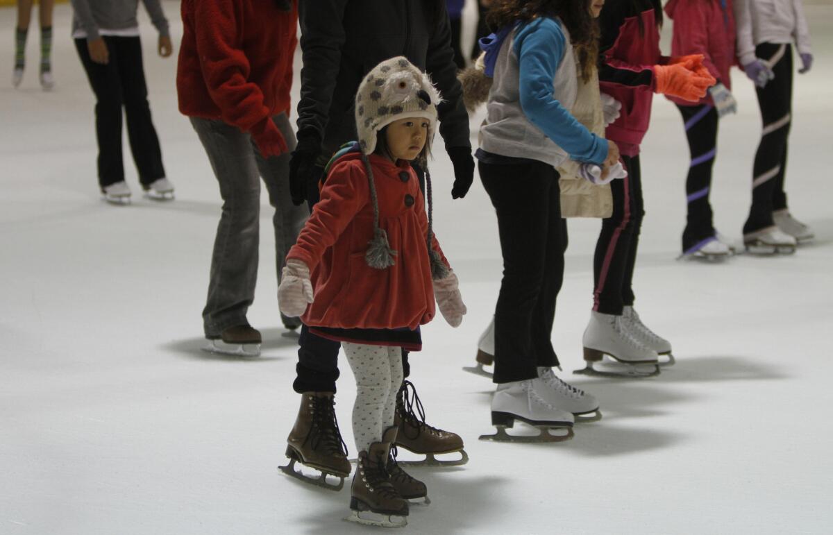 Teah Suhr, 3, skating at the Culver City Ice Arena last month. The rink is scheduled to close Feb. 15. It's the last on the Westside and one of just a handful in all of Southern California.