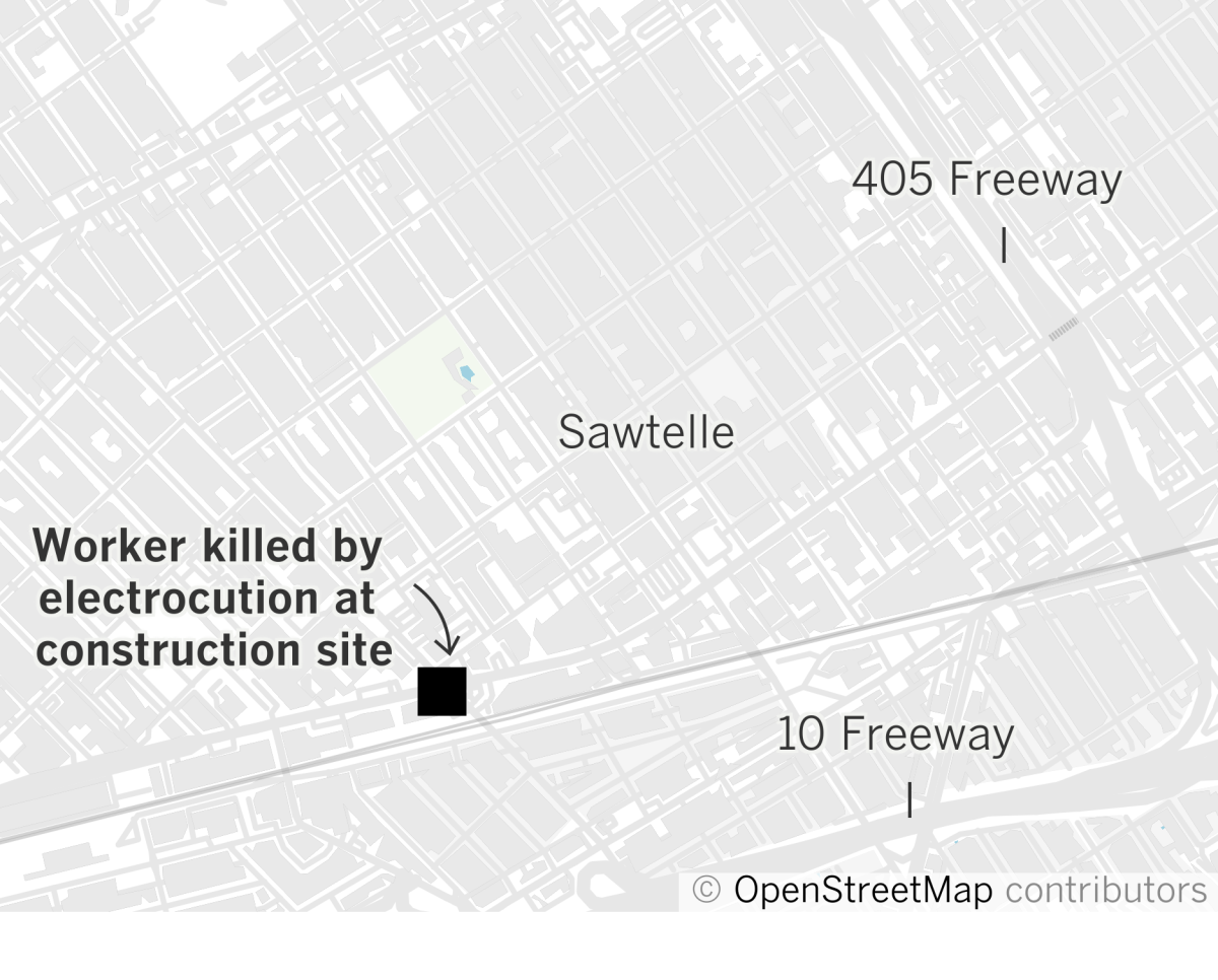 A map shows the approximate location of an electrocution in Los Angeles.