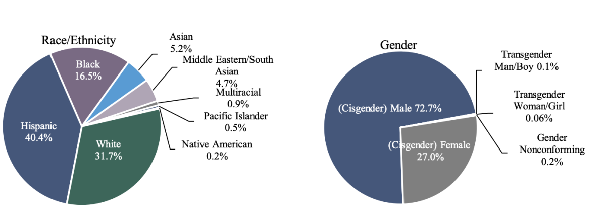 The breakdown of traffic and pedestrian stops by California law enforcement.
