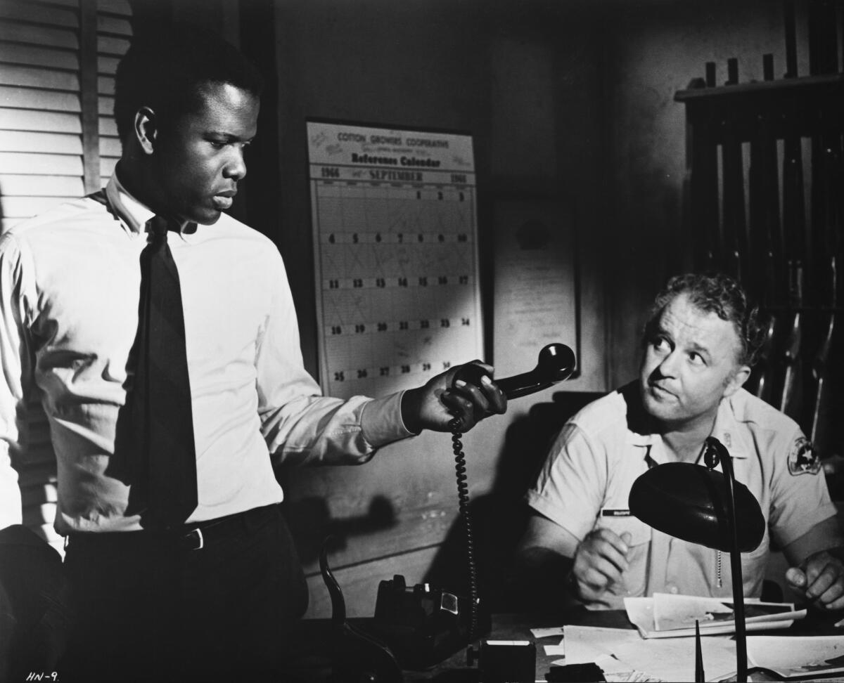 Sidney Poitier, left, and Rod Steiger in the 1967 film "In the Heat of the Night."