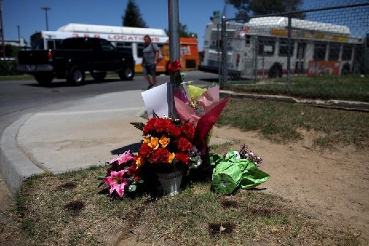 David Sal Silva died after being beaten by as many as nine Kern County sheriff's deputies on May 8. A makeshift memorial was set up at the corner of Flower and Palm streets in East Bakersfield.