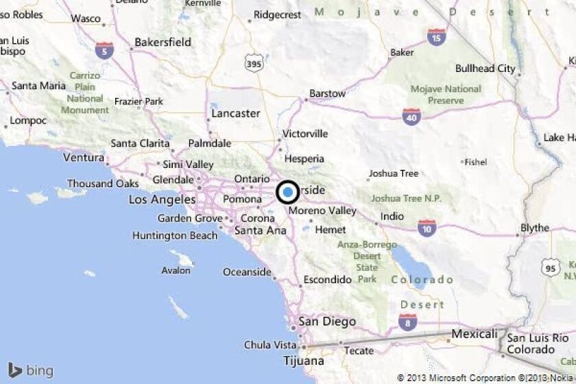 loma linda california map Earthquake 3 1 Quake Strikes Near Loma Linda Los Angeles Times loma linda california map
