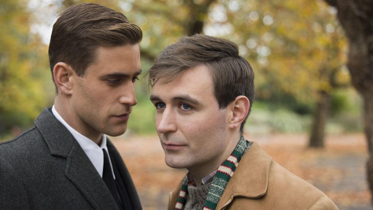 Oliver Jackson-Cohen as Michael Berryman and James McArdle as Thomas March are veterans in love in the wake of World War II in Patrick Gale's "Man in an Orange Shirt," a presentation of the PBS series "Masterpiece."
