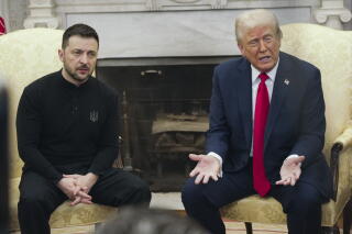 President Trump with Ukrainian President Volodymyr Zelensky in the Oval Office.