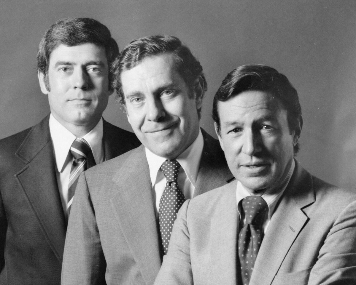 From left: Dan Rather, Morley Safer and Mike Wallace in a "60 Minutes" publicity shot from 1975. 