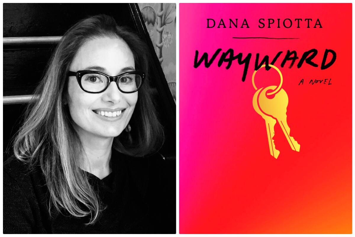 A portrait of Dana Spiotta and the cover of her book featuring two keys