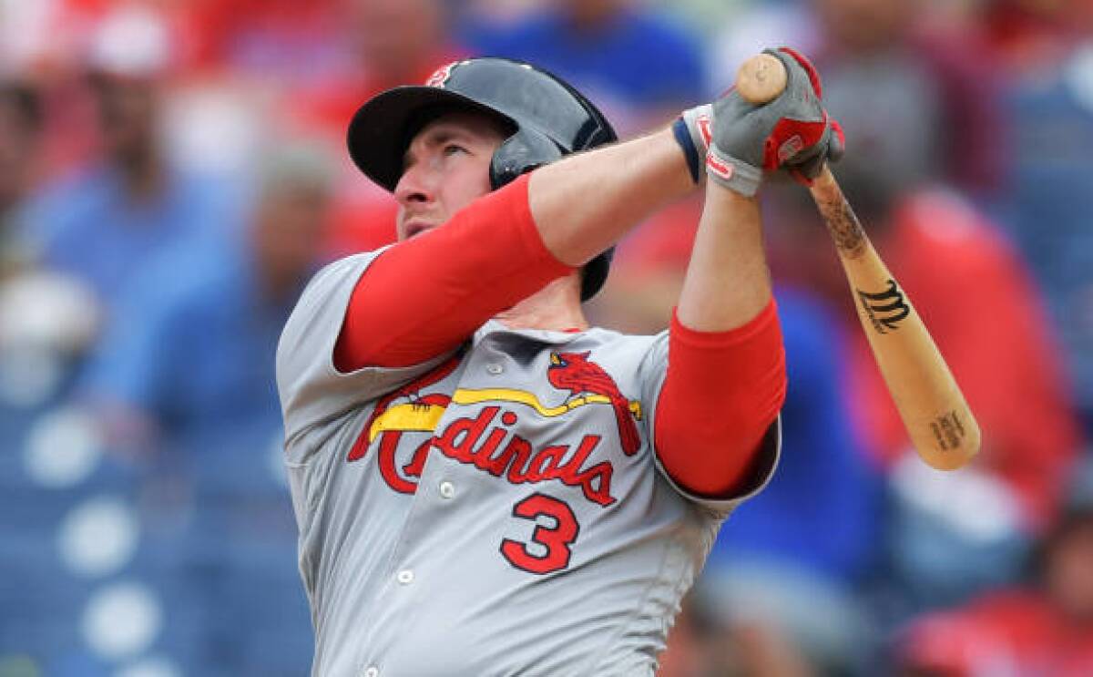 St. Louis Cardinals' Jedd Gyorko hits a two-run home run against the Philadelphia Phillies on May 30 at Citizens Bank Park.