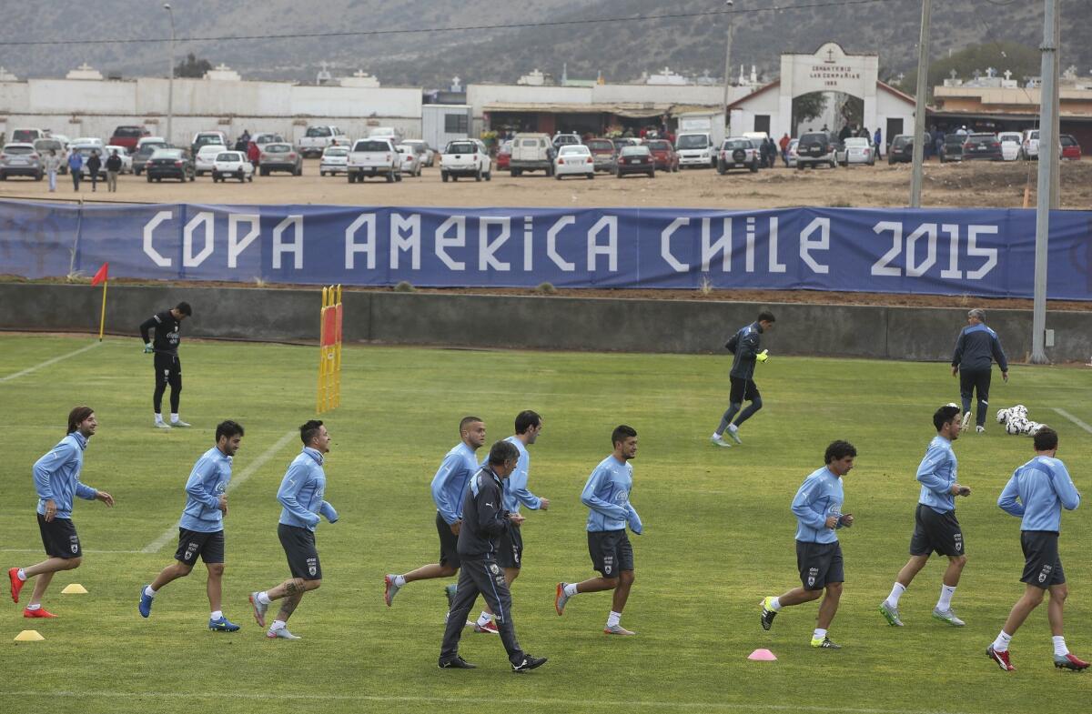 Un entrenamiento de la selección uruguaya.