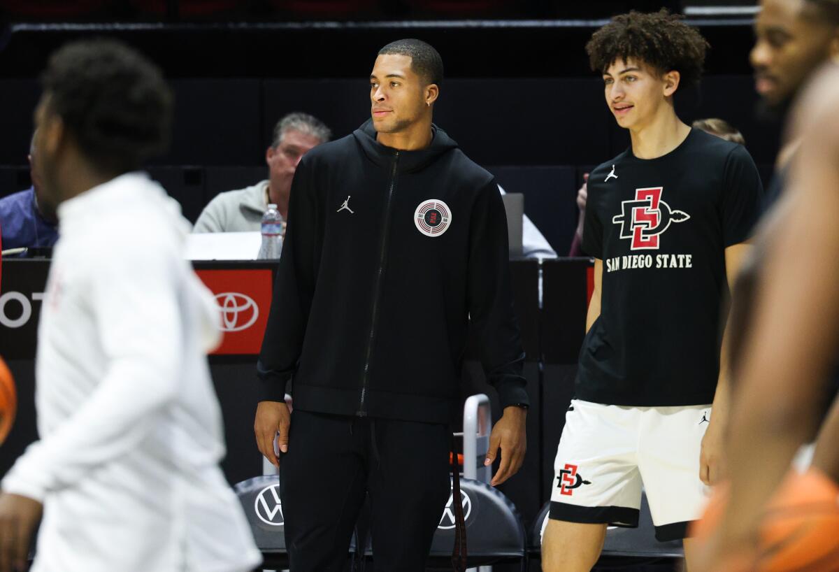 San Diego State forward Jaedon LeDee missed the team's Dec. 9 game against UC Irvine with an elbow injury.