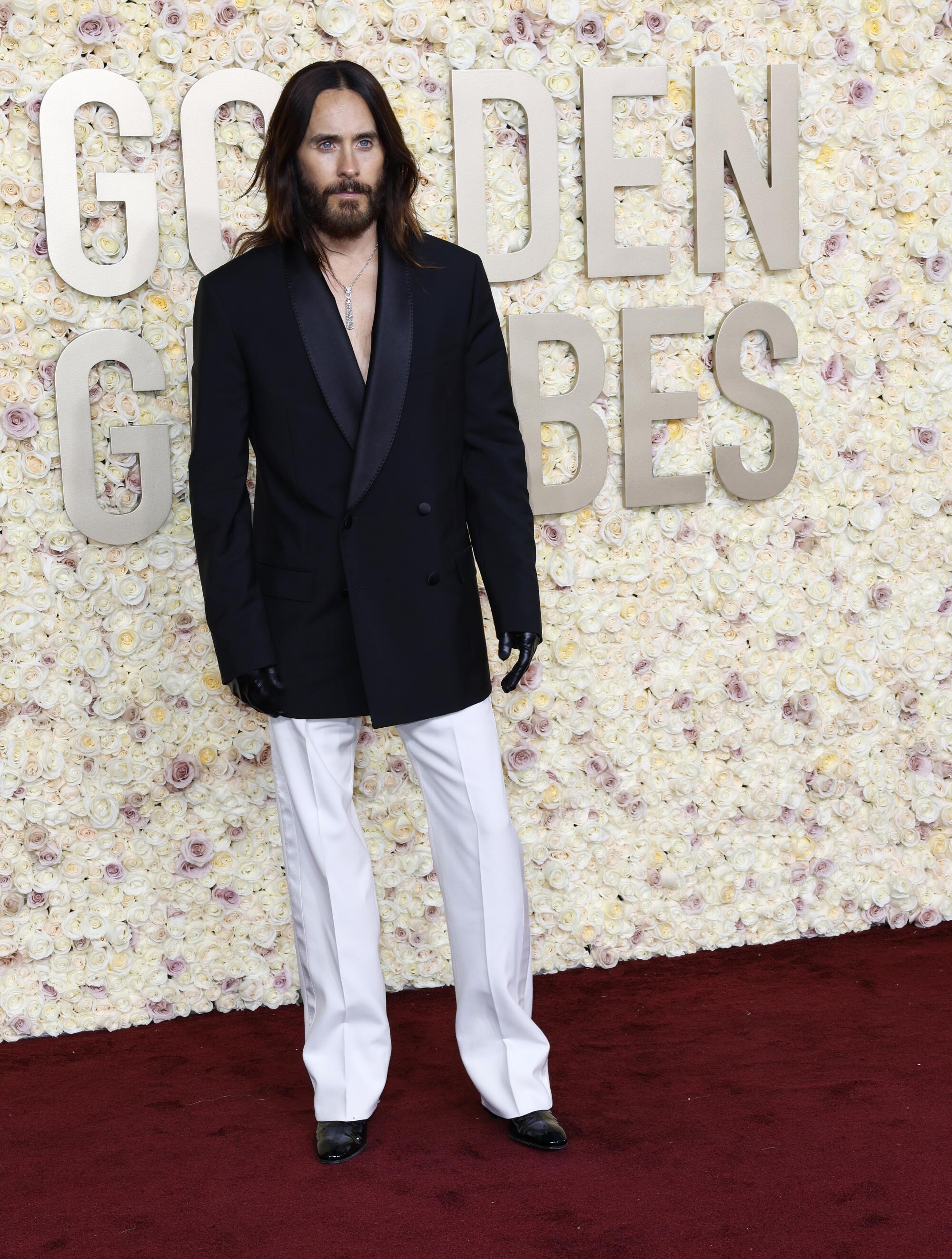 Jared Leto on the red carpet of the 81st Annual Golden Globe Awards held at the Beverly Hilton Hotel on January 7, 2024.