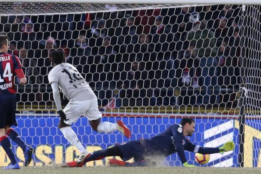 El joven del Juventus Moise Kean firma el 0-2 Bolonia, Italia. EFE/EPA