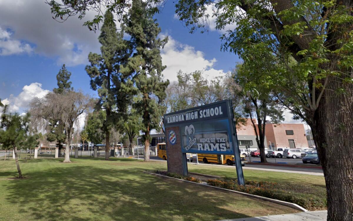 The exterior of Ramona High School in Riverside.