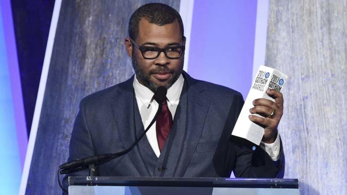 Jordan Peele accepts the Bingham Ray Breakthrough Director Award for “Get Out” at the 2017 Gotham Awards.