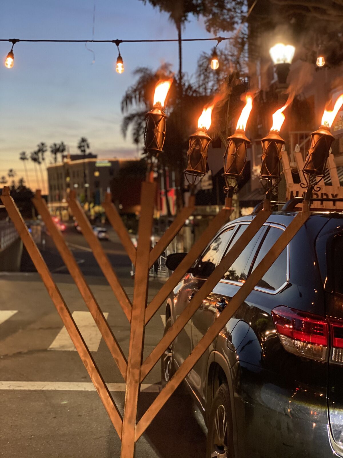 Chabad of La Jolla held a menorah lighting Dec. 13 in front of the La Valencia Hotel on Prospect Street.