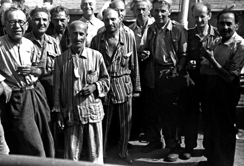 Refugees on a ship headed from Italy to New York during World War II.