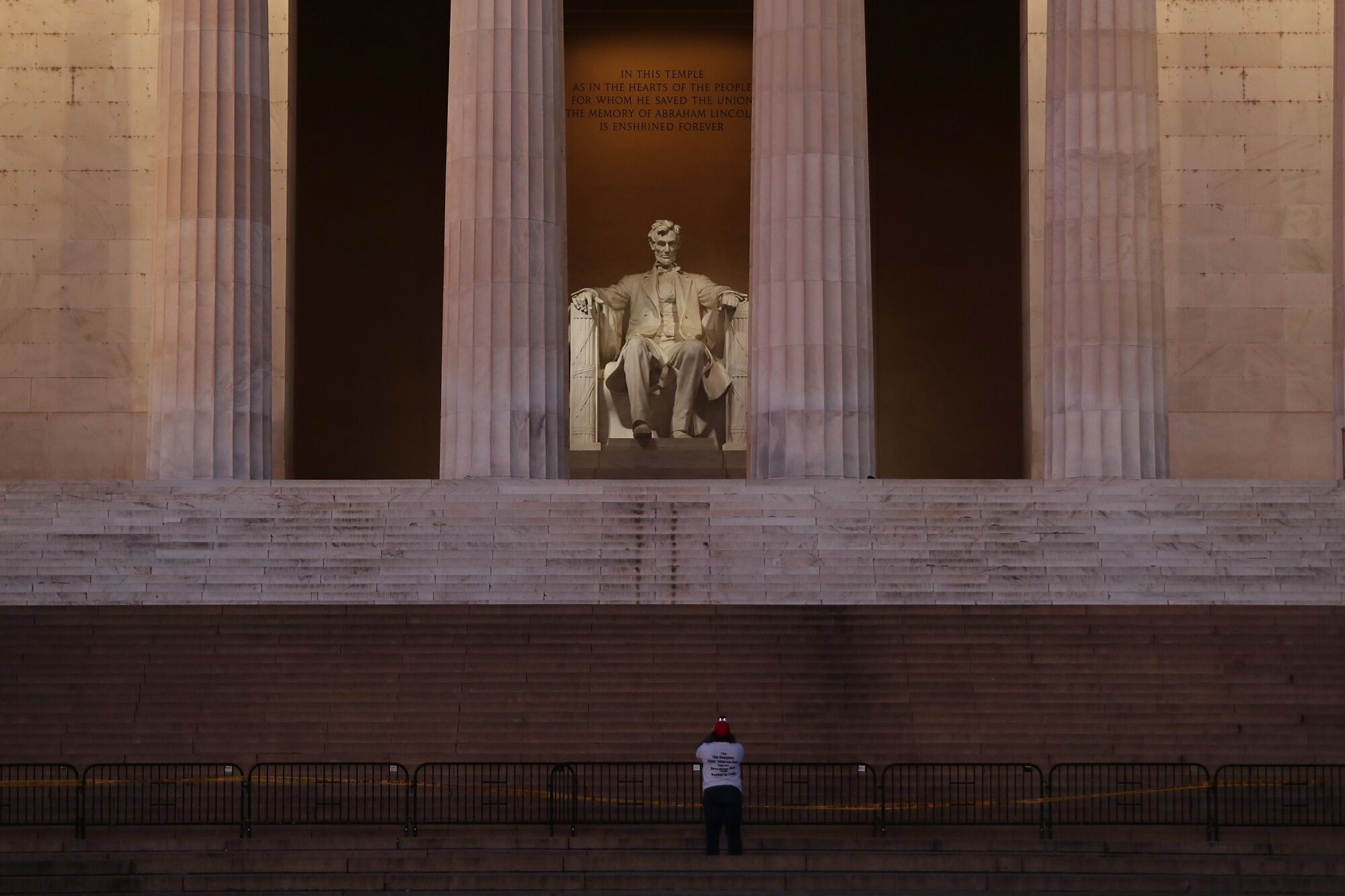 The Lincoln Memorial is seen the day after a pro-Trump mob broke into the U.S. Capitol.