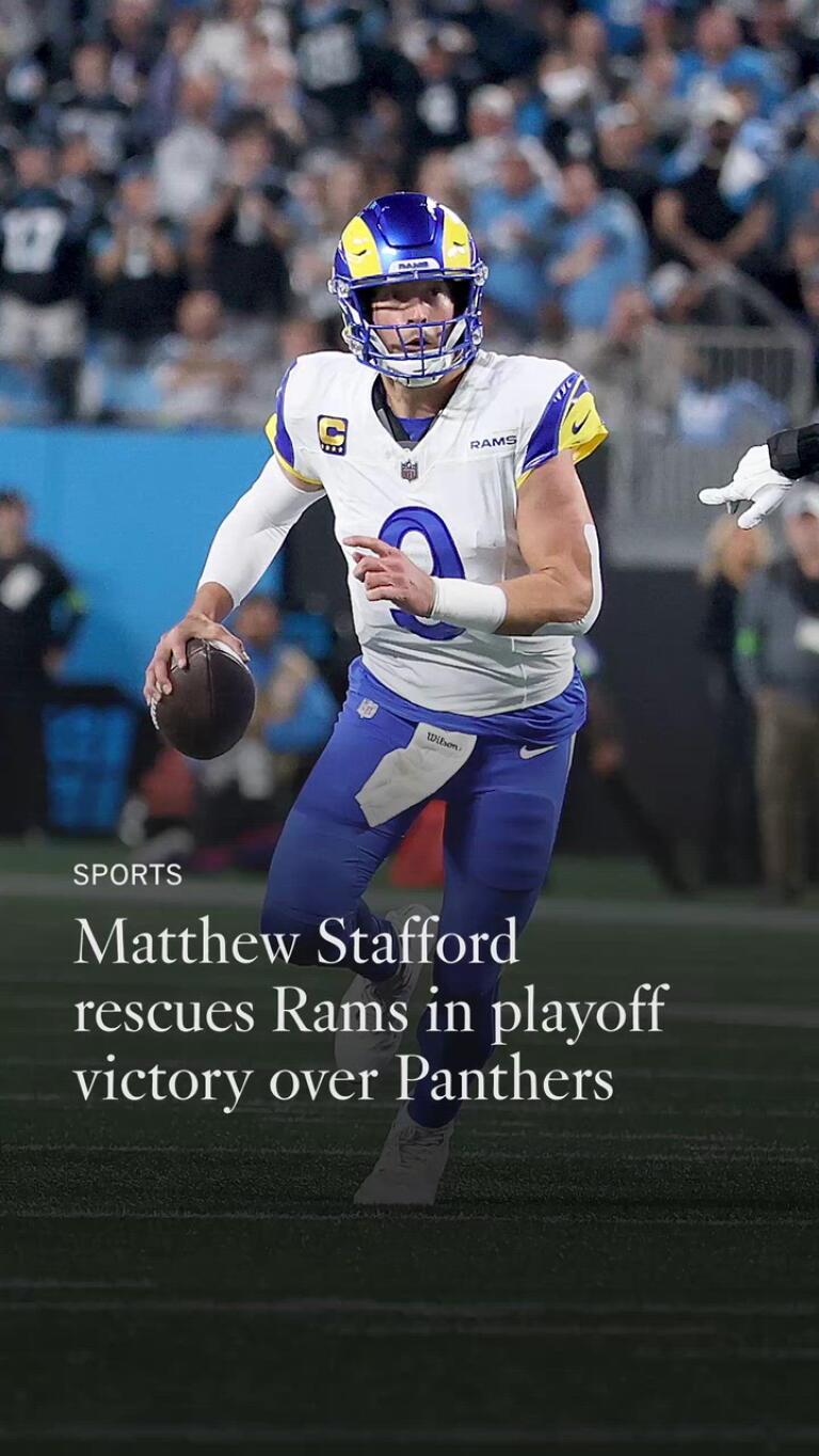 Go Rams Pointing Finger Matthew Stafford nursing finger sprain ahead of Rams vs. Bears - Los ...