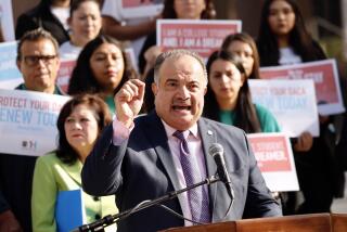 L.A. Community College District Chancellor Francisco Rodriguez Speaks as he joins Los Angeles County Supervisor Hilda L. Solis during a news conference to showcase support for roughly 800,000 DACA beneficiaries as the U.S. Supreme Court hears oral arguments on the possible cancellation of the program. Solis was joined by DACA beneficiaries at theKenneth Hahn Hall of Administration.