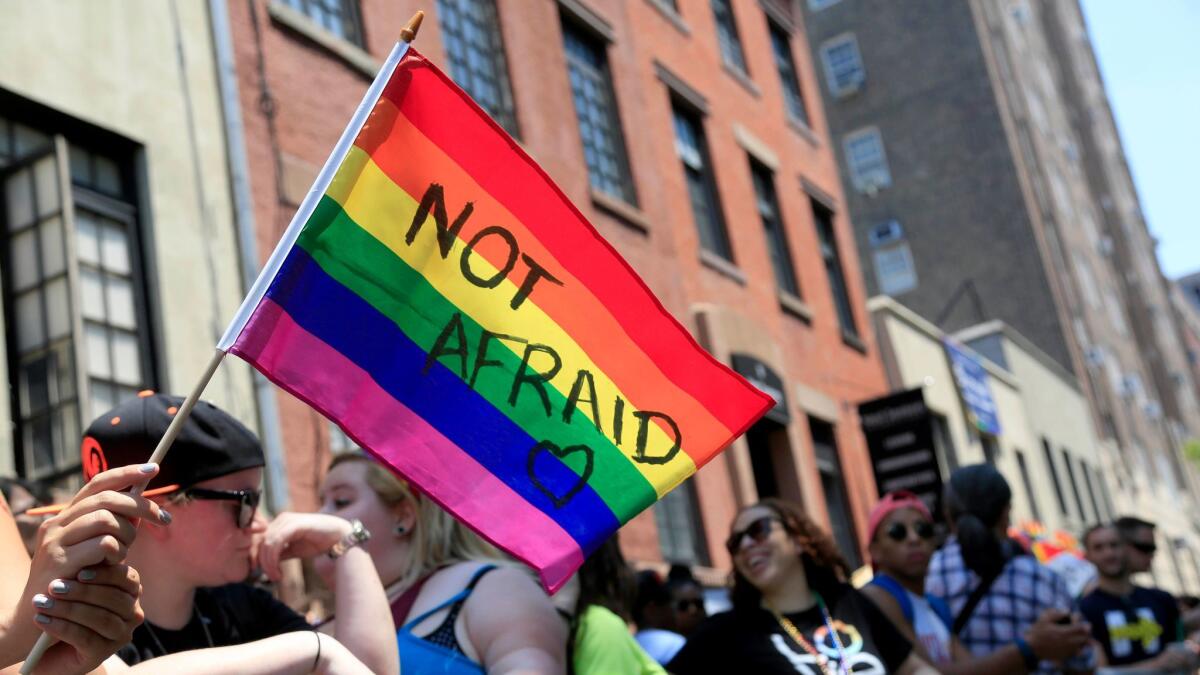 The NYC Pride Parade in New York last year. A federal court has ruled that LGBTQ people are protected from workplace discrimination under the 1964 Civil Rights Act.