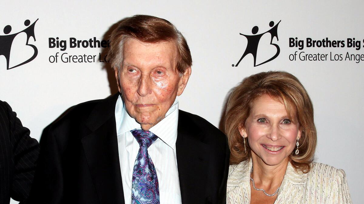 Sumner Redstone with his daughter Shari Redstone, now ViacomCBS chairwoman, in Los Angeles in 2012.