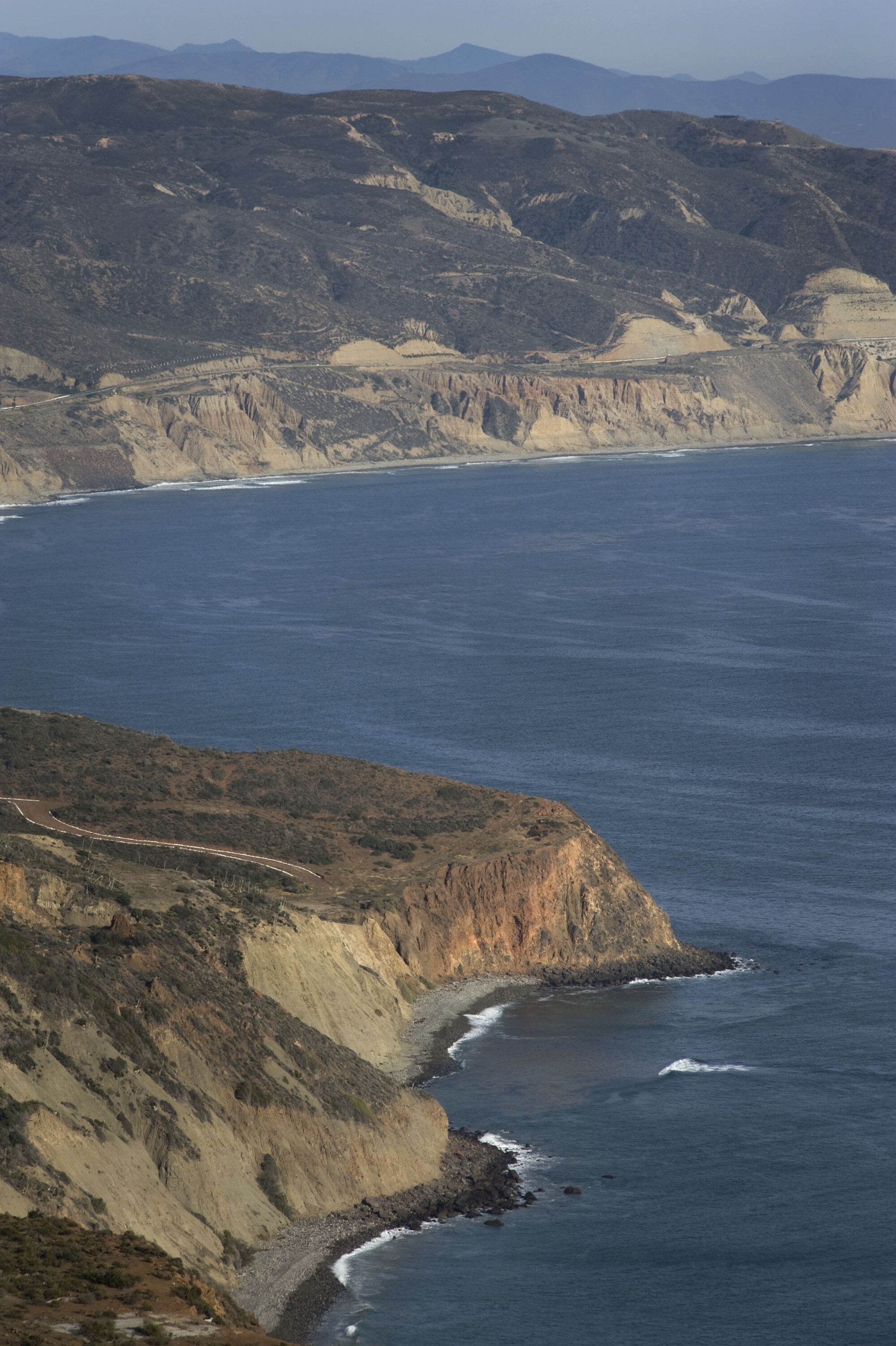 The view of the Baja California coast as seen from the Rosarito-Ensenada toll road north of Ensenada, Mexico.