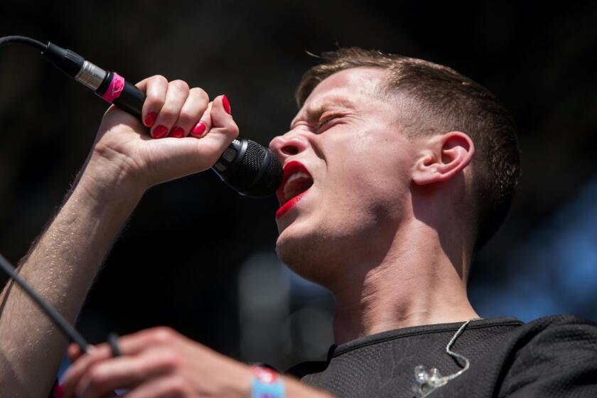 INDIO, CALIF. -- SATURDAY, APRIL 11, 2015: Perfume Genius performs during Day 2 of the Coachella Valley Music and Arts Festival in Indio, Calif., on April 11, 2015. (Marcus Yam / Los Angeles Times)