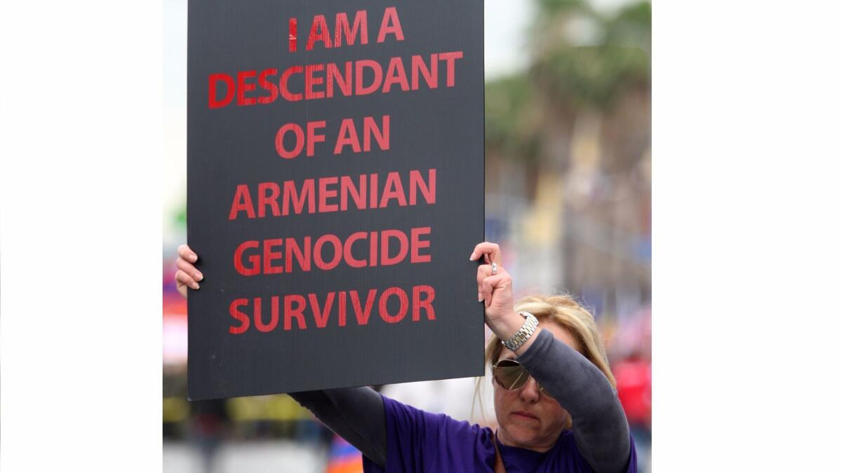 Vera Tchaghayan-Acun on the anniversary of the Armenian genocide in 2015. The state bar recently recommended that Glendale attorney Rita Mahdessian be disbarred after finding her culpable in an embezzlement scheme involving funds tied a settlement relating to the genocide.