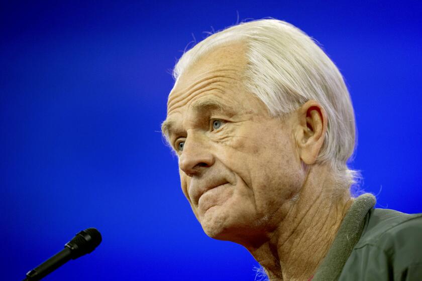 Peter Navarro, former director of the White House National Trade Council, speaks during the Conservative Political Action Conference, CPAC 2024, at National Harbor, in Oxon Hill, Md., Saturday, Feb. 24, 2024. (AP Photo/Alex Brandon)