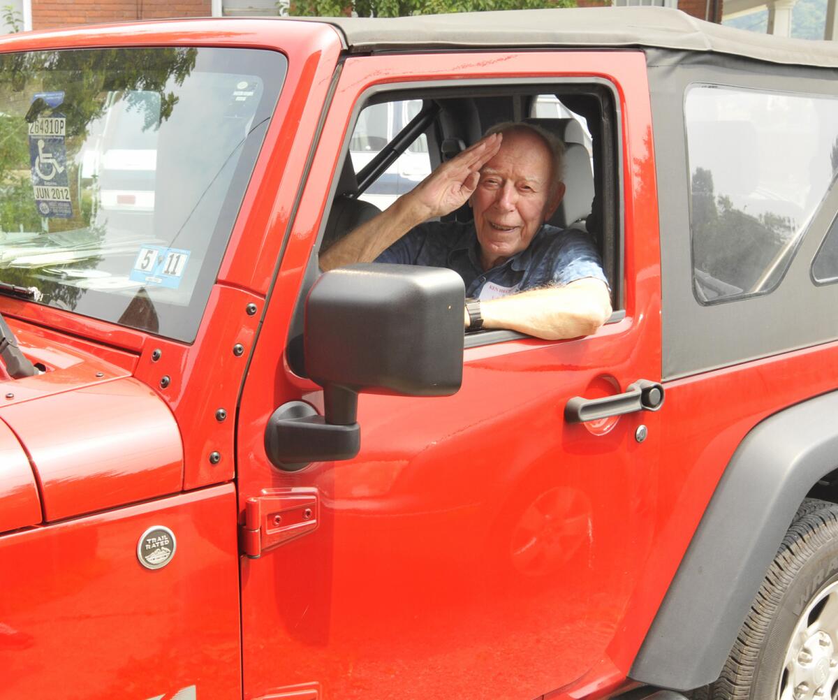 Ken Hechler shows off his "Ken Do" jeep in Charleston, W.Va. in 2010.