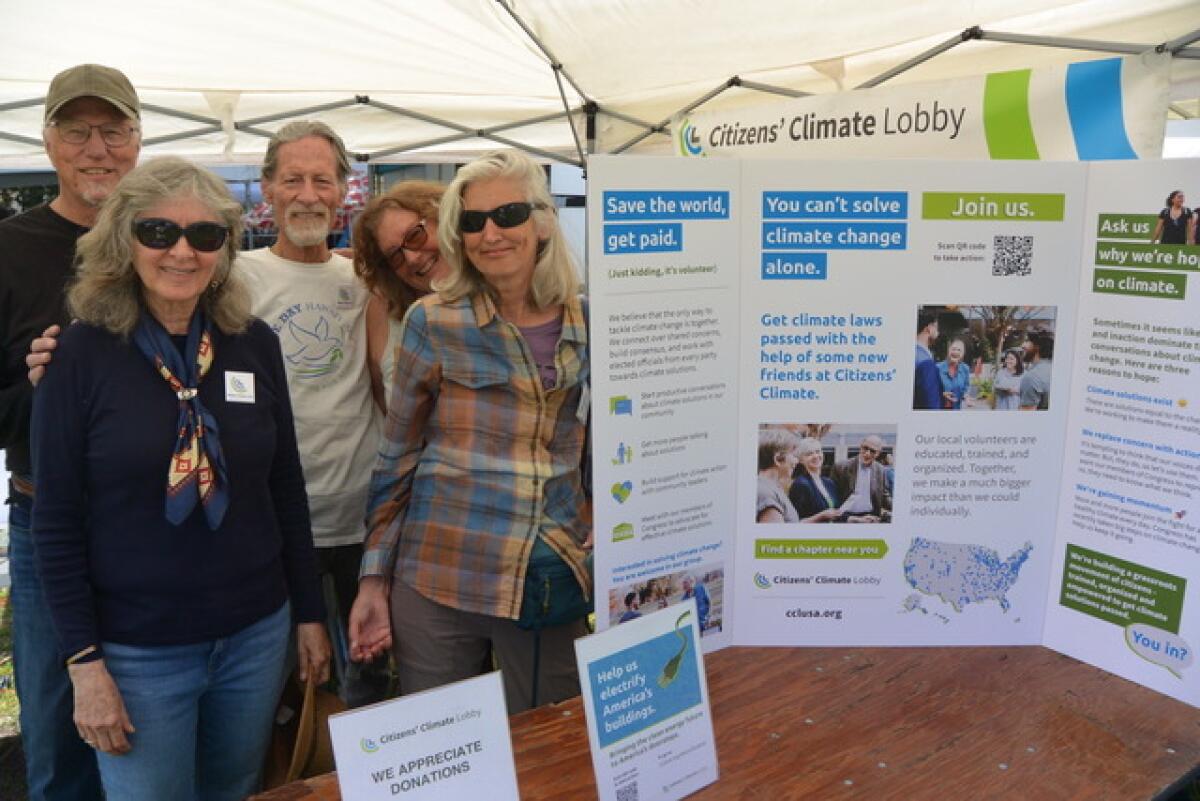 Citizens Climate Lobby members at an Earth Day event in April. John D. Kelley is at far left.