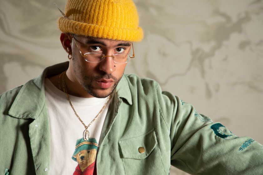 Puerto Rican singer Benito Antonio Martínez Ocasio, stage name “Bad Bunny,” poses Monday, Feb. 17, 2020 in Chicago, IL. (Photo by Chris Walker / For The Times)