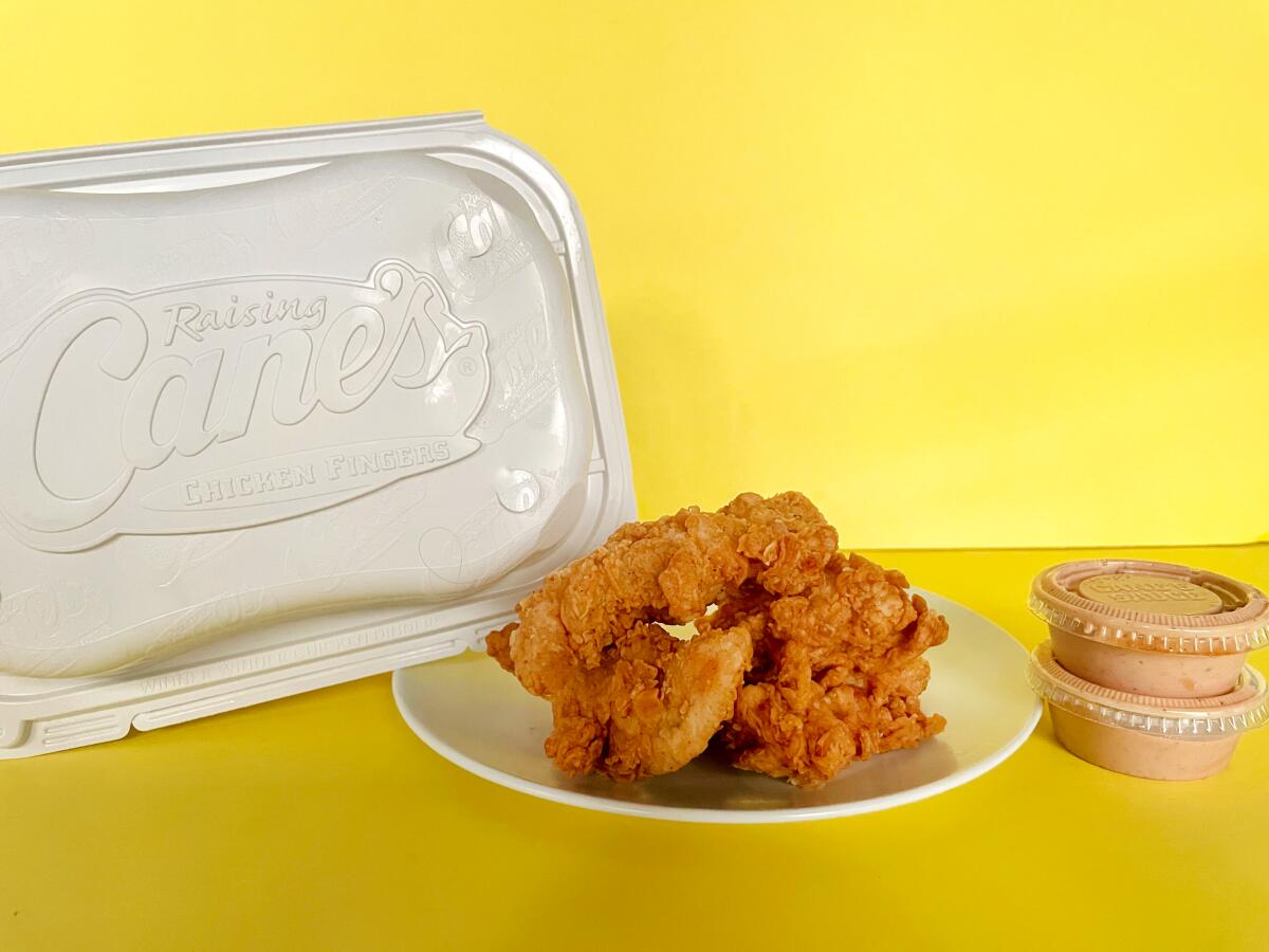 An order of four chicken fingers from Raising Cane's.