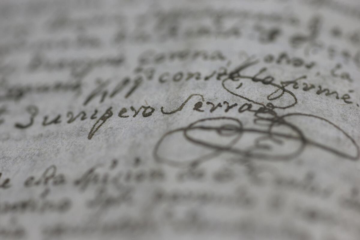 The signature of Father Junipero Serra from July 1784.