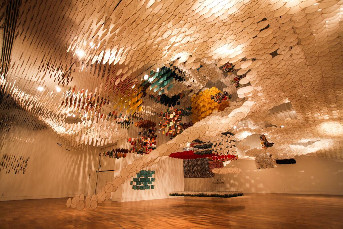 Jacob Hashimoto, "Gas Giant" installation view.