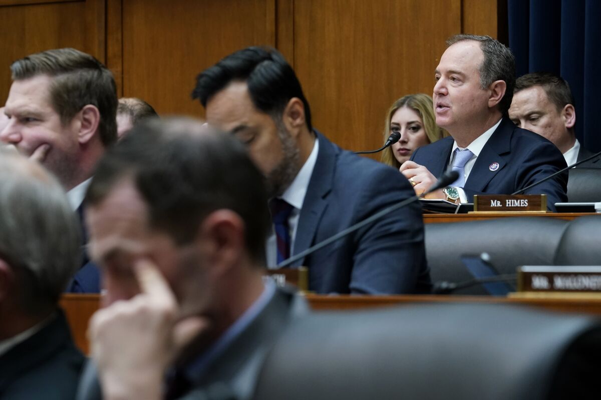 House Permanent Select Committee on Intelligence Chair Rep. Adam Schiff, D-Calif., speaks during a hearing on Capitol Hill in Washington, Tuesday, March 8, 2022, on worldwide threats. (AP Photo/Susan Walsh)