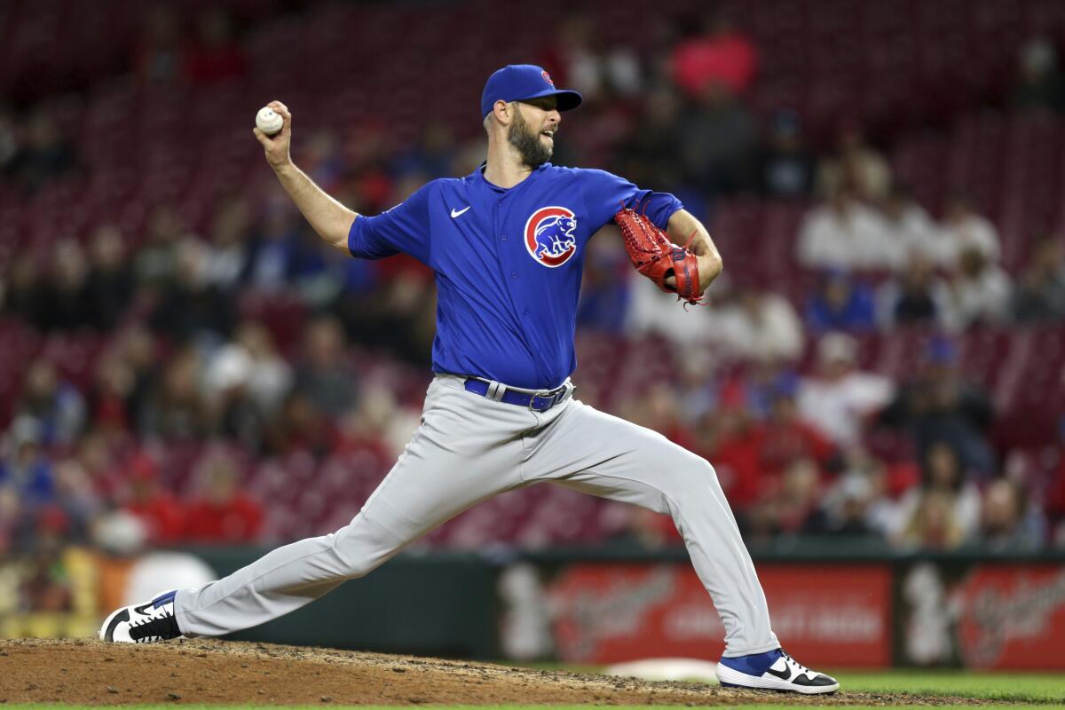 Chris Martin delivers for the Chicago Cubs against the Cincinnati Reds on July 23.
