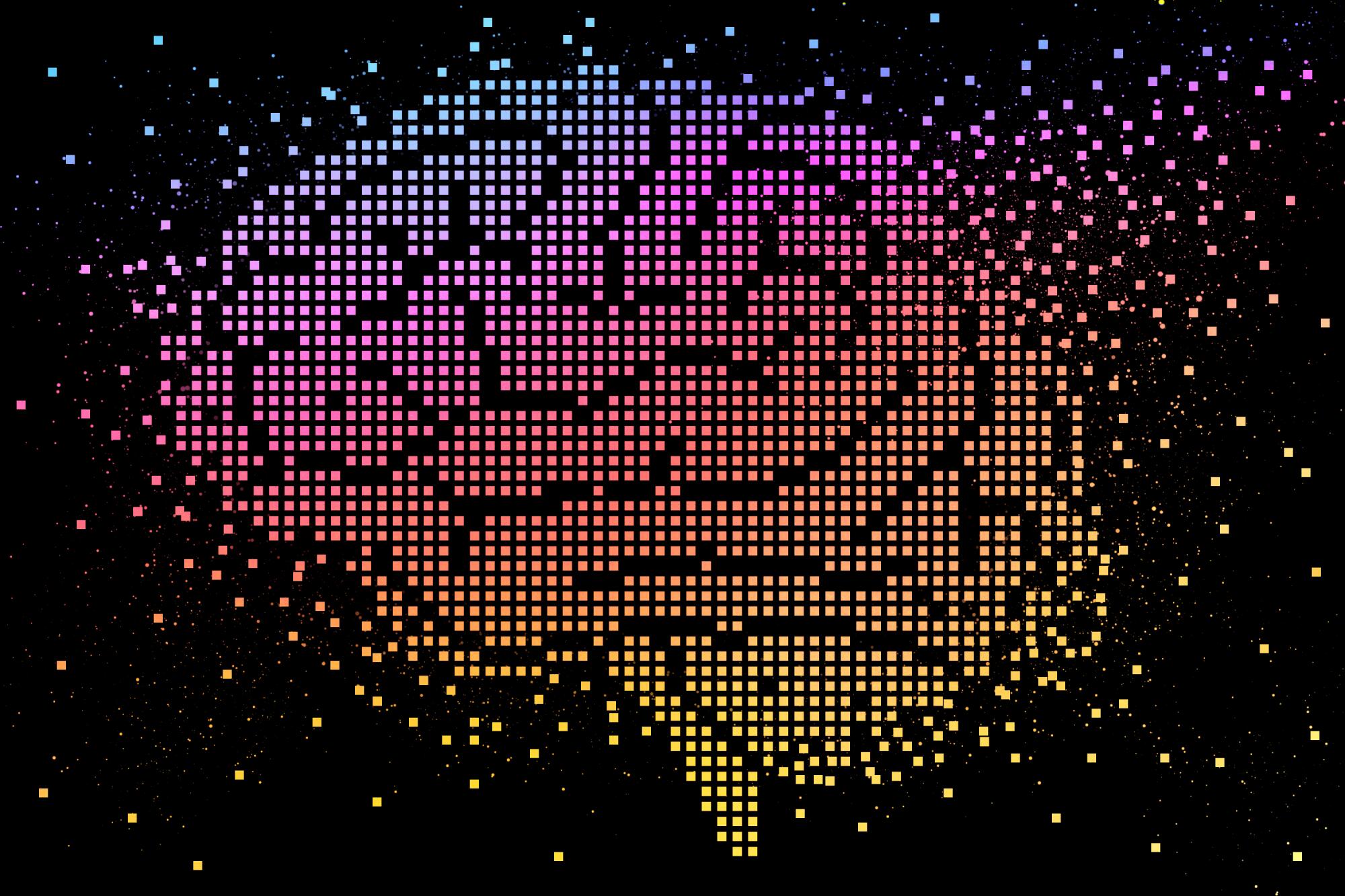 illustration of a pixellated brain becoming diffused.