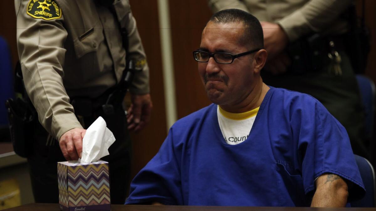 Luis Lorenzo Vargas, 46, broke down in tears in court in Los Angeles on Nov. 23, 2015 when a judge threw out his conviction, after he spent 16 years behind bars, for three sexual assaults that his attorneys say were committed by a serial rapist still on the loose.