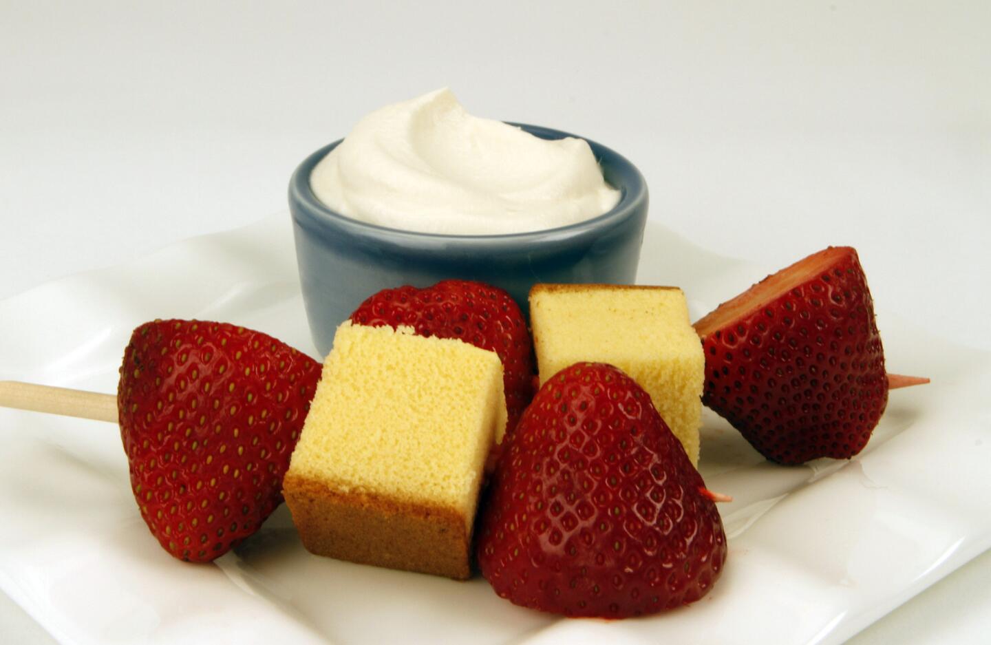 Thread fresh berries and cubes of store-bought pound cake on a skewer. What could be easier?