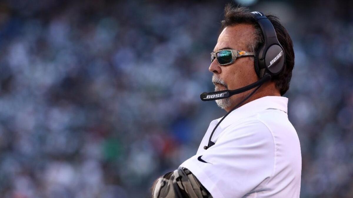 Rams Coach Jeff Fisher looks on from the sideline during a game against the Jets on Nov. 13.