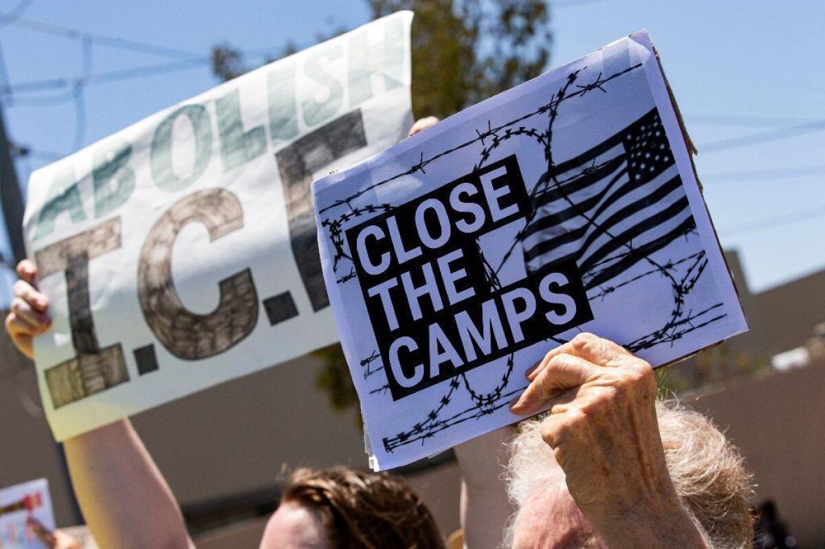 A protest at the Otay Mesa Detention Center in San Diego.